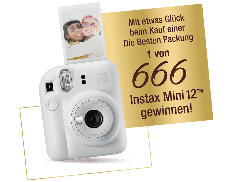 Mit etwas Glück beim Kauf einer Die Besten Packung 1 von 666 Instax Mini 12™ gewinnen!